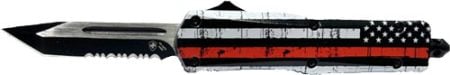 TEMPLAR KNIFE SMALL OTF BACK - THE RED 2.75" BLK TANTO SRRTED