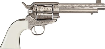 CIMARRON BAT MASTERSON 45LC - PW FS 5.5" ENGRAVED NICKEL