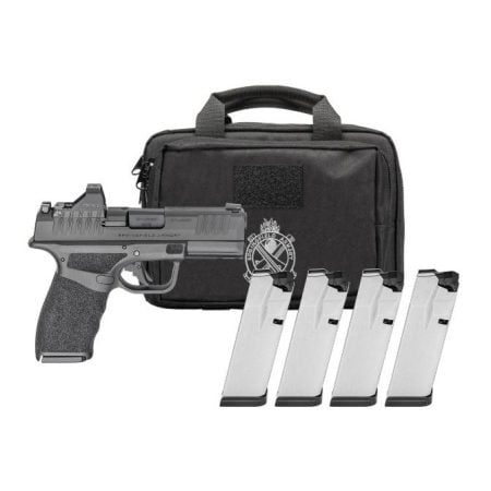 Springfield Gear Pac Hellcat Pro OSP Handgun 9mm Luger 15rd (1)&17rd (3) Magazines 3.7" Barrel Black Green Dot Bag