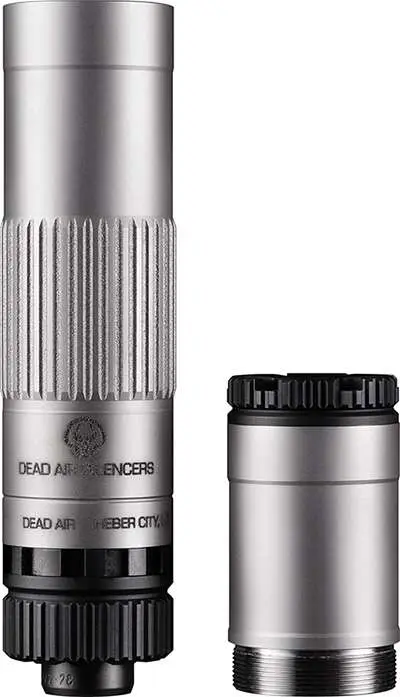 DEAD AIR MOJAVE 9 SILVER MODULAR 9MM SILNCR GMS LOW BACK PRESSURE W/ 1/2-28 PSTN