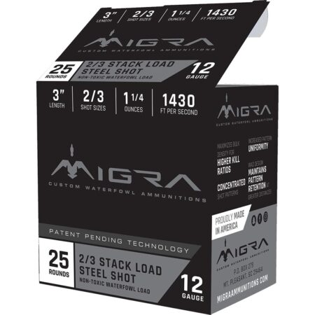 Migra Waterfowl Steel Shot Shot Shells 12 ga 3" 1-1/4 oz #2#3 1430 fps 25/ct