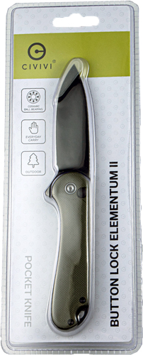 CIVIVI KNIFE ELEMENTUM II 2.96 - " OD GREEN G10/BLK CLAM PACK - Image 3