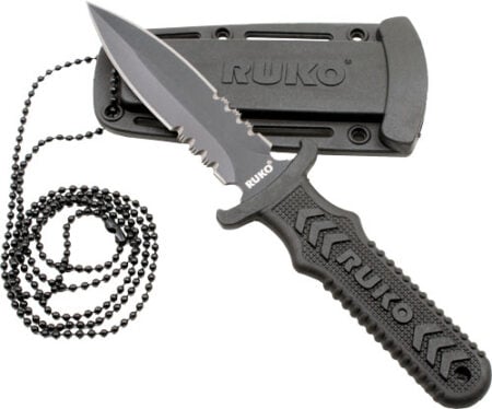 RUKO FIXED 3" NECK/BOOT KNIFE - NYLON HANDLE CLAMSHELL