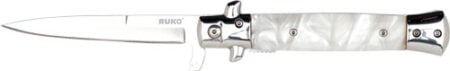 RUKO FOLDER SPRING ASSISTS 4" - WHITE PEARL ACRYLIC HANDLE